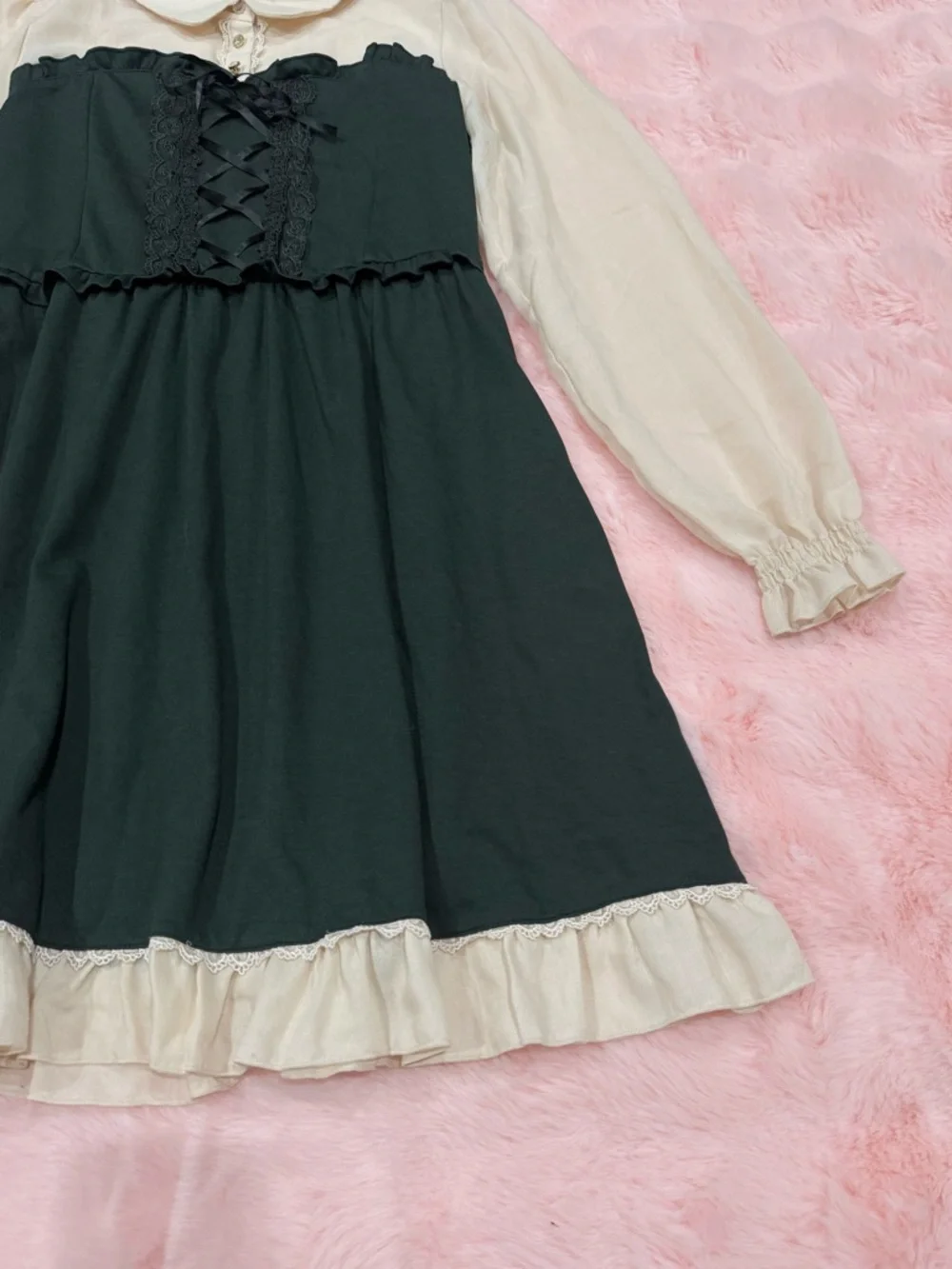 Axes Femme Green Coquette Long Sleeve Dress